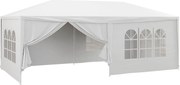 Outsunny Cort pentru Petreceri 6x3m cu Pereti Laterali Detasabili, Foisor de Gradina cu Usi si Ferestre, Alb
