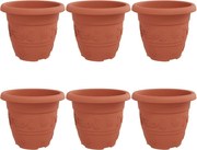 vidaXL Ghiveci rotund pentru flori 6 pcs Roșu cărămidă Ø 26 x 21.5 cm