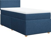 vidaXL Pat box spring cu saltea, albastru, 100x200 cm, textil