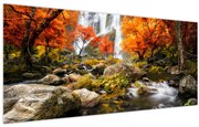 Tablou - Cascade în peisaj de toamnă, portocaliu (120x50 cm)