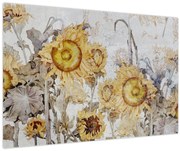 Tablou - Floarea-soarelui pe perete (90x60 cm)