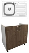 Set Masca Chiuveta Karo, Stejar Bronz/Alb, 80 x 50 x 80 cm, Chiuveta Inox, Cuva stanga