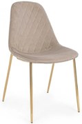 Set 4 scaune dining taupe din catifea si metal, Terry Bizzotto