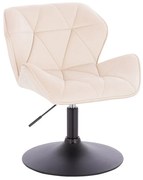 HR111N Scaun Crem Catifea cu Bază Neagră
