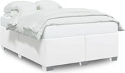 vidaXL Cadru de pat, alb, 140x190 cm, piele ecologică