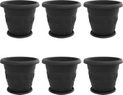 vidaXL Ghivece pentru plante 6 pcs Negru Ø 26 x 21.5 cm Plastic