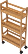 Raft de baie îngust pe roți, 3 rafturi KLUK, 76 cm