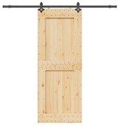 vidaXL Ușă glisantă cu set feronerie, 90x210 cm, lemn masiv de pin