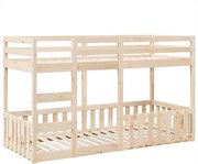 vidaXL Pat supraetajat, 90x200 cm, lemn masiv de pin