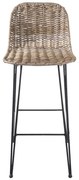 Scaun bar din rachită și metal, 40x40x93 cm, stil Country Chic
