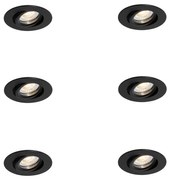 Set de 6 spoturi încastrate negre, înclinabile, 6,5 cm, cu LED inclus, IP54, ultra-subțiri - Pupil
