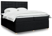vidaXL Pat box spring cu saltea, negru, 200x200 cm, textil