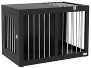 PawHut Cușcă pentru Câini Cușcă pentru Câini Transport Cușcă, 2 Uși, Blocabile, Grilaj de Oțel, 80 cm x 50 cm x 56,5 cm, Negru | Aosom Romania