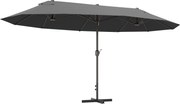Outsunny Umbrelă Dublă pentru Grădină 455x265x238 cm, Parasolar Mare cu Manivelă Manuală, Rezistentă la Apă, Protecție Solară Gri | Aosom Romania