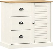 vidaXL Servantă cu sertare VIGO, 78x40x75 cm, alb, lemn masiv de pin