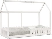 vidaXL Cadru pat tip casă pentru copii alb 90x200 cm lemn masiv de pin