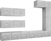 vidaXL Set de dulapuri TV, 7 piese, gri beton, lemn prelucrat