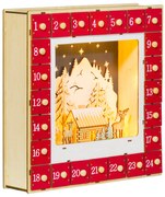 HOMCOM Calendar de Advent cu LED, decorațiuni de Crăciun din lemn, 24 sertare de umplut, decorațiune luminoasă, roșu | Aosom Romania