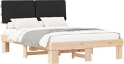 vidaXL Cadru de pat cu tăblie tapițată cu headboard Negru 140 x 200 cm