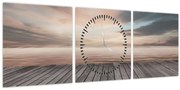 Tablou - Pier la apus de soare (cu ceas) (90x30 cm)