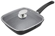 Tigaie grill marmorata 24 cm, antiaderenta, cu capac, curatare usoara, inductie AG24ML Royalty Line