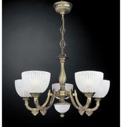 Candelabru cu 5 brate design clasic din alama si sticla 5600