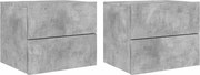 vidaXL Noptiere montate pe perete cu lumini LED, 2 buc., gri beton