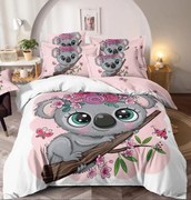 Lenjerie de Pat Finet 3D cu 2 Fete, 6 Piese, Pat 2 Persoane, Koala