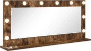 vidaXL Oglindă de toaletă cu oglindă Stejar fumuriu 100 x 45 x 18 cm