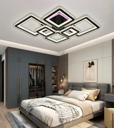 Lustra LED Cu Telecomanda, Elit's Cristal, 4-2 Patrate, Negru, 292 W, RGB