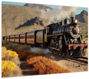 Tablou pe sticlă - Locomotivă cu aburi (70x50 cm)