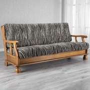 Huse bielastice UNIVERSO NOU dungi alb-negru 3fotoliu cu manere de lemn (l. 150 - 200 cm)