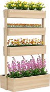 Outsunny Jardiniere înaltă din lemn cu 4 etaje, scară de flori cu căptușeală, găuri de drenaj, lemn natural | Aosom Romania