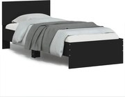vidaXL Cadru de pat cu tăblie, negru, 75x190 cm, lemn prelucrat