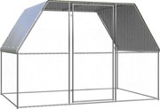 vidaXL Coteț pentru pui, argintiu și gri, 3x2x2 m, oțel galvanizat