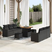 vidaXL Set de canapele pentru grădină 9 pcs Negru poliratan