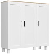 HOMCOM Bufet de sufragerie cu 3 uși și rafturi reglabile pentru Bucătărie Sufragerie Stil Nordic 90x30x90 cm Alb | Aosom Romania