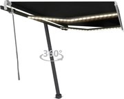 vidaXL Copertină retractabilă manual cu LED, antracit, 350x250 cm