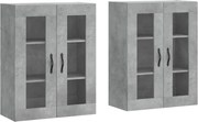 vidaXL Dulapuri de perete, 2 buc., gri beton, lemn prelucrat