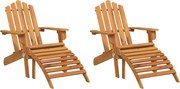 vidaXL Scaune Adirondack cu suporturi picioare 2 buc lemn masiv acacia