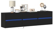 vidaXL Dulap TV de perete cu lumini LED, negru, 180x31x45 cm