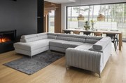 Canapea modulara tapitata, extensibila, cu spatiu pentru depozitare, 347x202x92 cm, Louis L01, Eltap (Culoare: Gri - Gojo 4)