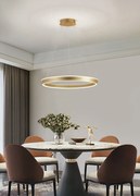 Lustra LED Suspendata Cu Telecomanda, 3 Tipuri De Lumina, Inaltime Reglabila, 160W, Auriu
