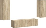 vidaXL Set comodă TV Pe perete 2 pcs Stejar Sonoma Lemn compozit