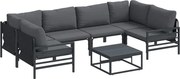 vidaXL Set de canapele pentru grădină cu pernă 7 pcs Negru Oțel