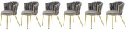 Set 6 scaune K517 velvet gri/auriu