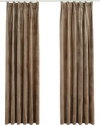 vidaXL Draperii opace, 2 buc., bej, 140x225 cm, catifea, cu cârlige
