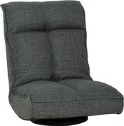 HOMCOM Fotoliu de podea pliabil, rotativ 360°, scaun de podea căptușit cu spătar reglabil în 5 poziții, 58x107x79cm, gri | Aosom Romania