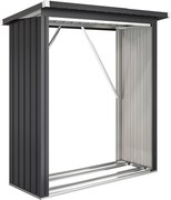 Outsunny Adăpost pentru Lemne din Oțel cu Bază Ridicată și Acoperiș Inclinat Gri | Aosom Romania