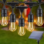 Ghirlanda Solara cu lumina calda, de exterior, 30 metri, 30 becuri, bec clar, alb cald